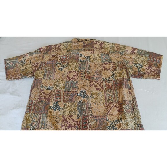 Vtg Territory Ahead Patchwork Shirt Men’s L/XL Tan Boho Festival Outdoor EUC - Picture 8 of 16